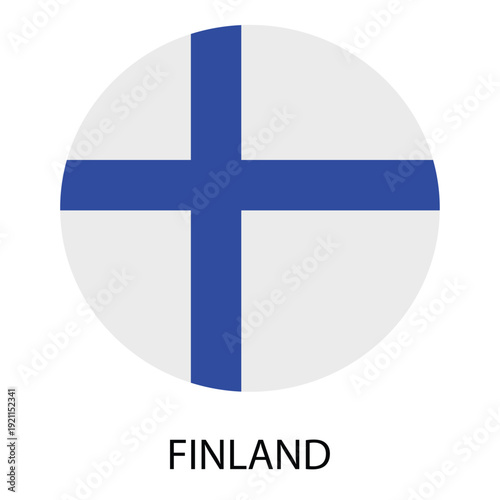 finland round flag icon, finnish circular national flag symbol isolated on white background, blue white scandinavian country emblem vector illustration