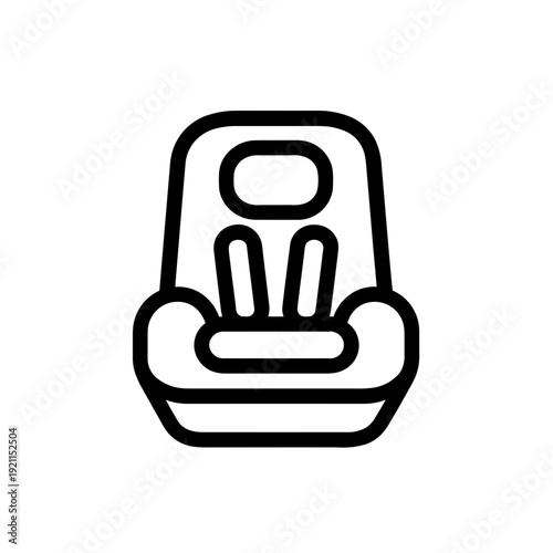 Minimalist baby car seat road safety vector icon
