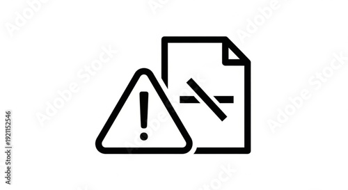 Warning sign and document with caution symbol indicating alert or notification