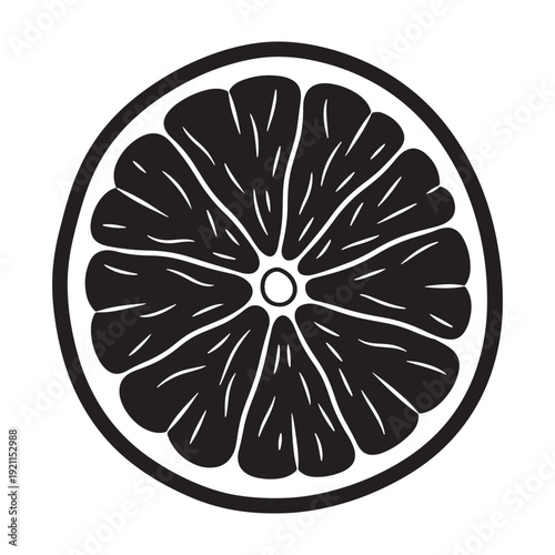 Vector illustration of a black citrus fruit slice isolated on white background