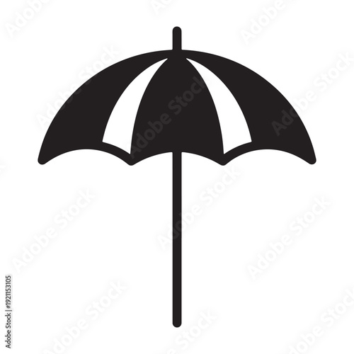 Black umbrella icon isolated on transparent background
