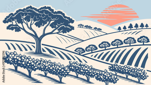 Minimal Citrus Farm Vector