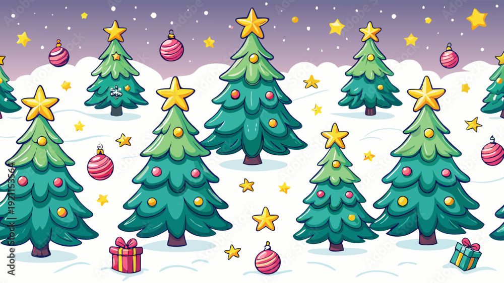 Fototapeta premium Festive Pine Tree Vector Winter Holiday Illustration
