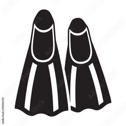 Vector illustration of a pair of black flippers isolated on white background