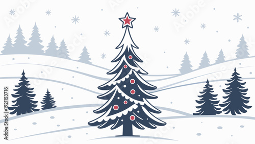 Christmas Eve Tree Vector with Presents in Snow
