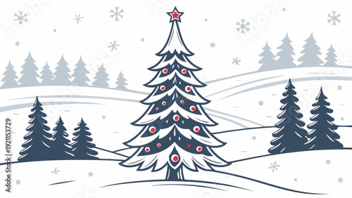 Christmas Eve Tree Vector with Presents in Snow