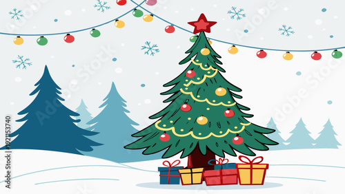 Holiday Celebration Tree Vector Winter Wonderland Design