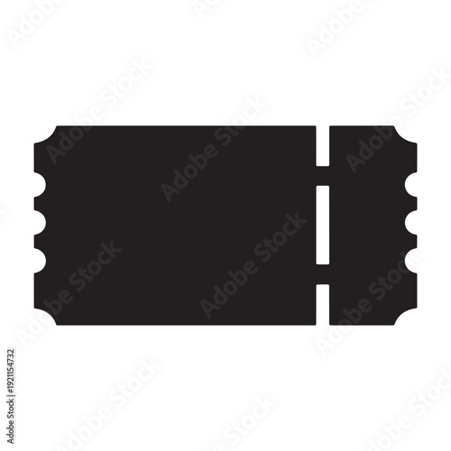 Black ticket stub icon isolated on transparent background