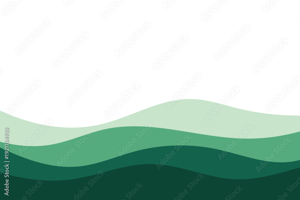 Obraz premium Abstract Green Layered Wave Landscape Background