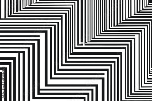 Abstract Vector Striped Background. Black and White Stripes . Wave Stripes . Curved Lines 