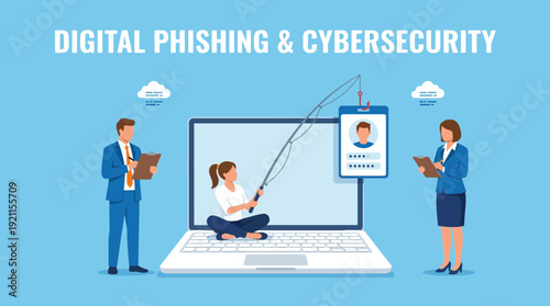 Digital Phishing & Cybersecurity Concept: Online Scam, Data Theft, and Identity Fraud Prevention