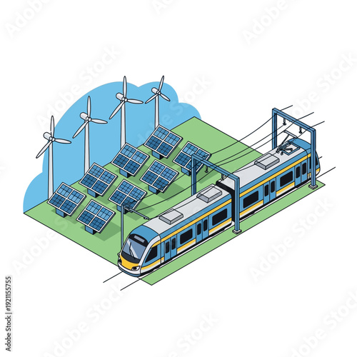 Electric Train Powered by Renewable Energy Sources.
