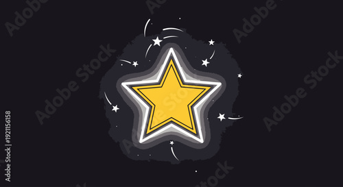 Glowing Yellow Star Icon with Sparkles.