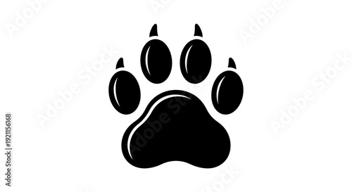Black Animal Paw Print Icon Illustration.