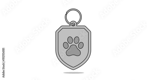 Dog Tag with Paw Print Design.