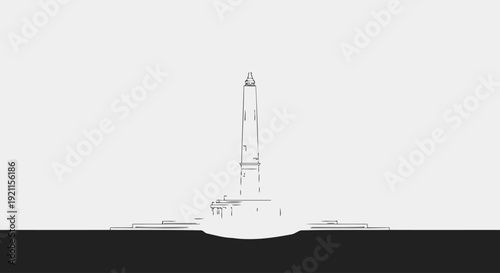 Simple Line Drawing of a Rocket Ship.