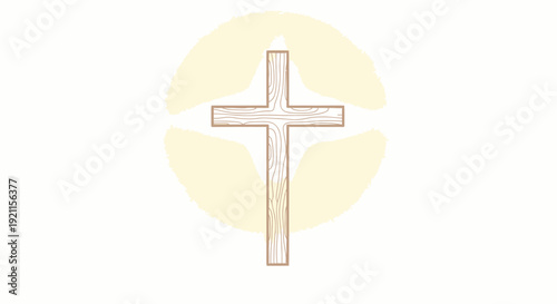 Simple White Christian Cross Symbol Illustration.