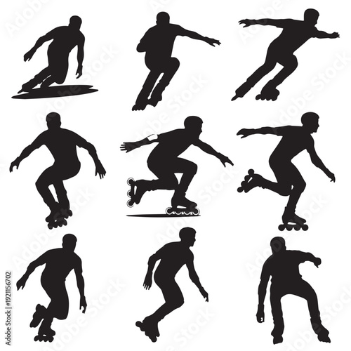 Black Wakeboarding Silhouette Vector, High Quality Illustration on White Background