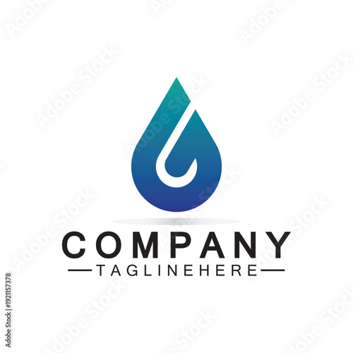 Letter G Water drop logo. Water Drop shaped letter G logo design vector symbol icon illustration