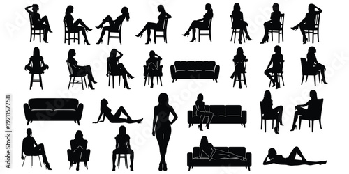 Seated posture silhouette illustration, human gesture artwork, expressive relaxation design tribute, communication body language graphic,anatomical position flat vector illustration