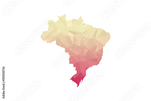 Brazil Map - Polygon Style Vector Illustration in Peach and Pink Gradient, Low Poly Geometric Design, Isolated on White Background for Infographics and Projects.