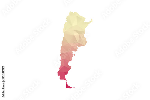 Argentina Map - Polygon Style Vector Illustration in Peach and Pink Gradient, Low Poly Geometric Design, Isolated on White Background for Infographics and Projects.