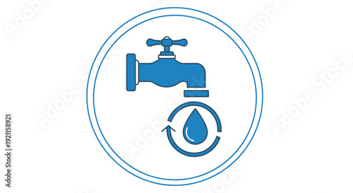 Water Faucet Icon with Droplet Symbol.