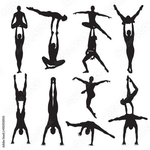 Black Synchronized Swimming Silhouette Vector, High Quality Illustration on White Background