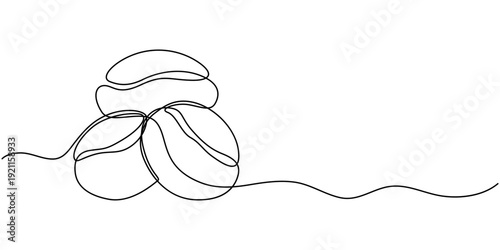 continuous line of coffee beans. one line drawing of coffee beans. line art of coffee beans. one line Icon drawing, Coffee bean line. Coffee grain seed for cafe. Hand drawn art one line icon.