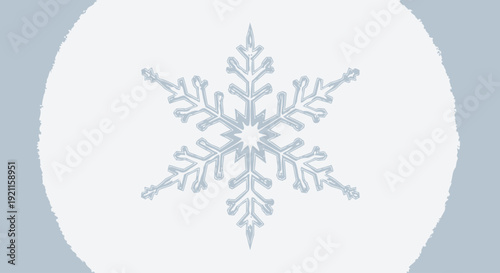 Delicate Snowflake Design on White Circle.