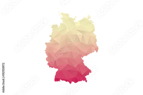 Germany Map - Polygon Style Vector Illustration in Peach and Pink Gradient, Low Poly Geometric Design, Isolated on White Background for Infographics and Projects.