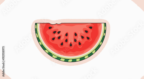 Fresh Watermelon Slice with Black Seeds.
