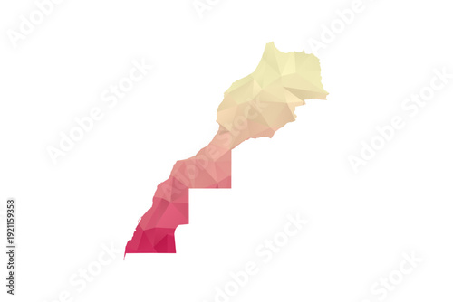Morocco Map - Polygon Style Vector Illustration in Peach and Pink Gradient, Low Poly Geometric Design, Isolated on White Background for Infographics and Projects.
