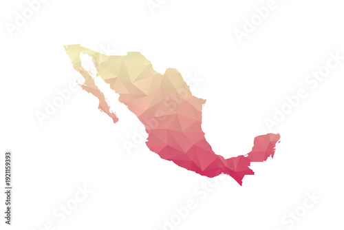 Mexico Map - Polygon Style Vector Illustration in Peach and Pink Gradient, Low Poly Geometric Design, Isolated on White Background for Infographics and Projects.