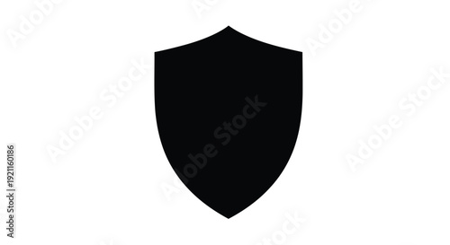 Simple black shield icon isolated on a clean white background
