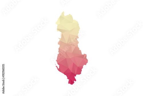 Albania Map - Polygon Style Vector Illustration in Peach and Pink Gradient, Low Poly Geometric Design, Isolated on White Background for Infographics and Projects.