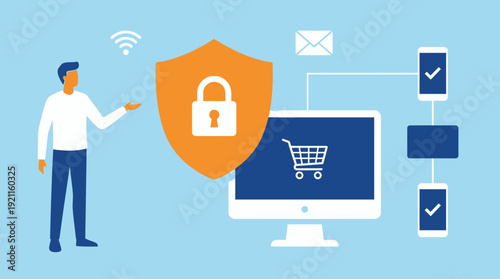 Secure E-commerce and Data Protection Concept: Digital Safety for Online Shopping and Payments