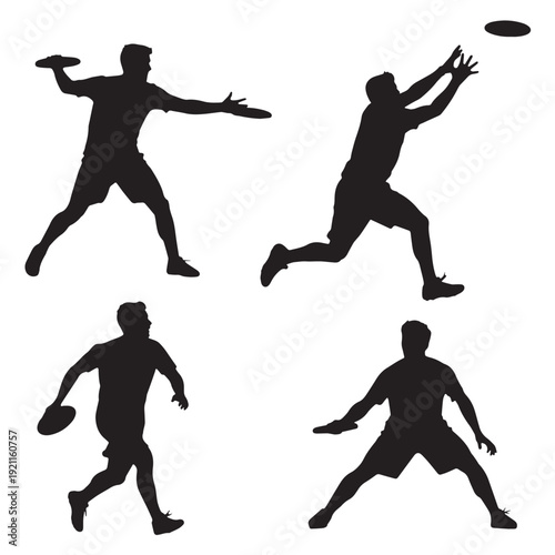 Black Ultimate Frisbee Silhouette Vector, High Quality Illustration on White Background