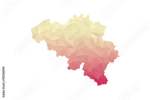 Belgium Map - Polygon Style Vector Illustration in Peach and Pink Gradient, Low Poly Geometric Design, Isolated on White Background for Infographics and Projects.