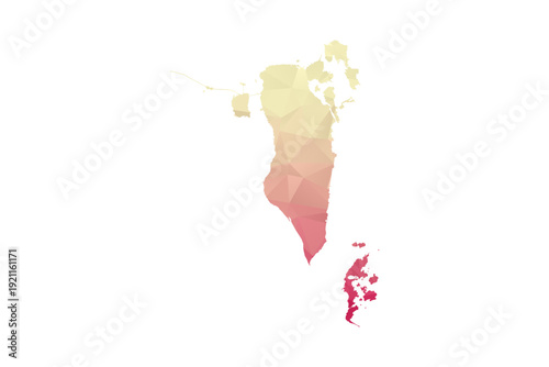 Bahrain Map - Polygon Style Vector Illustration in Peach and Pink Gradient, Low Poly Geometric Design, Isolated on White Background for Infographics and Projects.