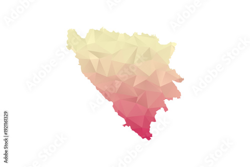 Bosnia and Herzegovina Map - Polygon Style Vector Illustration in Peach and Pink Gradient, Low Poly Geometric Design, Isolated on White Background for Infographics and Projects.