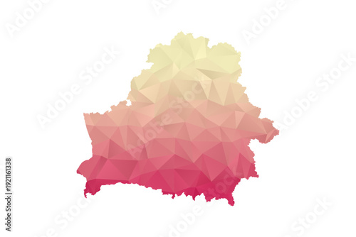 Belarus Map - Polygon Style Vector Illustration in Peach and Pink Gradient, Low Poly Geometric Design, Isolated on White Background for Infographics and Projects.