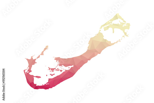 Bermuda Map - Polygon Style Vector Illustration in Peach and Pink Gradient, Low Poly Geometric Design, Isolated on White Background for Infographics and Projects.