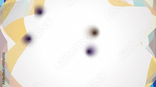 Blurry Black Dots Moving on White Background.