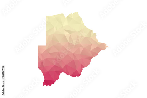 Botswana Map - Polygon Style Vector Illustration in Peach and Pink Gradient, Low Poly Geometric Design, Isolated on White Background for Infographics and Projects.