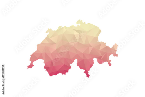 Switzerland Map - Polygon Style Vector Illustration in Peach and Pink Gradient, Low Poly Geometric Design, Isolated on White Background for Infographics and Projects.
