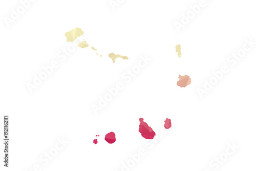 Cabo Verde Map - Polygon Style Vector Illustration in Peach and Pink Gradient, Low Poly Geometric Design, Isolated on White Background for Infographics and Projects.