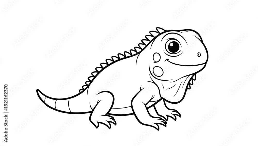 Fototapeta premium Cute Cartoon Chameleon Coloring Page