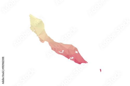 curacao Map - Polygon Style Vector Illustration in Peach and Pink Gradient, Low Poly Geometric Design, Isolated on White Background for Infographics and Projects.