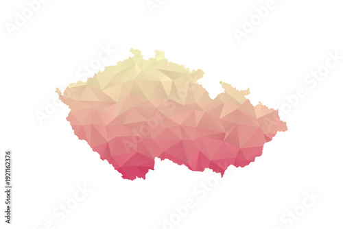 czech republic Map - Polygon Style Vector Illustration in Peach and Pink Gradient, Low Poly Geometric Design, Isolated on White Background for Infographics and Projects.